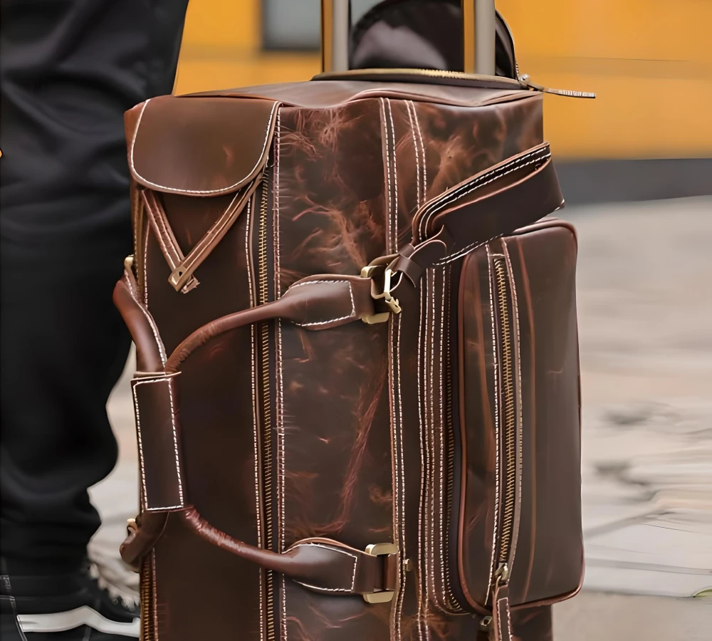 mens leather carry on